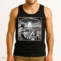 Funny Cat Selfie With Alien UFO Cat Tank Top thumb 3