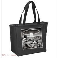 Funny Cat Selfie With Alien UFO Cat Tote Bag thumb 2
