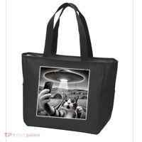 Funny Cat Selfie With Alien UFO Cat Tote Bag thumb 3