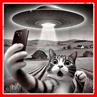 Funny Cat Selfie With Alien UFO Cat Santa Hat thumb 1