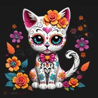 Floral Cat Sugar Skull Day Of The Dead Dia De Los Muertos Women's Hoodie thumb 2