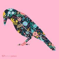 Floral Crow Silhouette Graphic Raven Coaster thumb 2