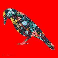Floral Crow Silhouette Graphic Raven Santa Hat thumb 1