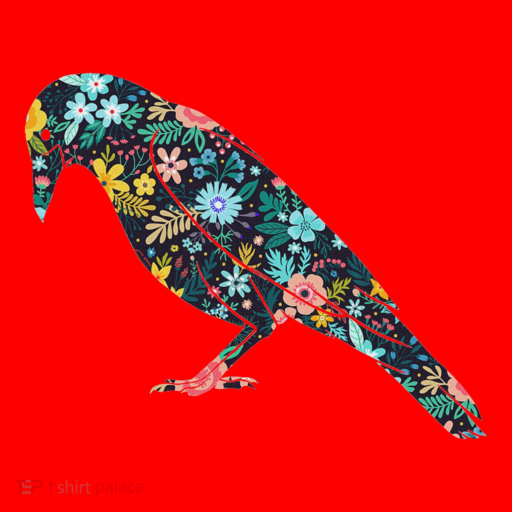 Floral Crow Silhouette Graphic Raven Santa Hat