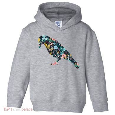 Floral Crow Silhouette Graphic Raven Toddler Hoodie