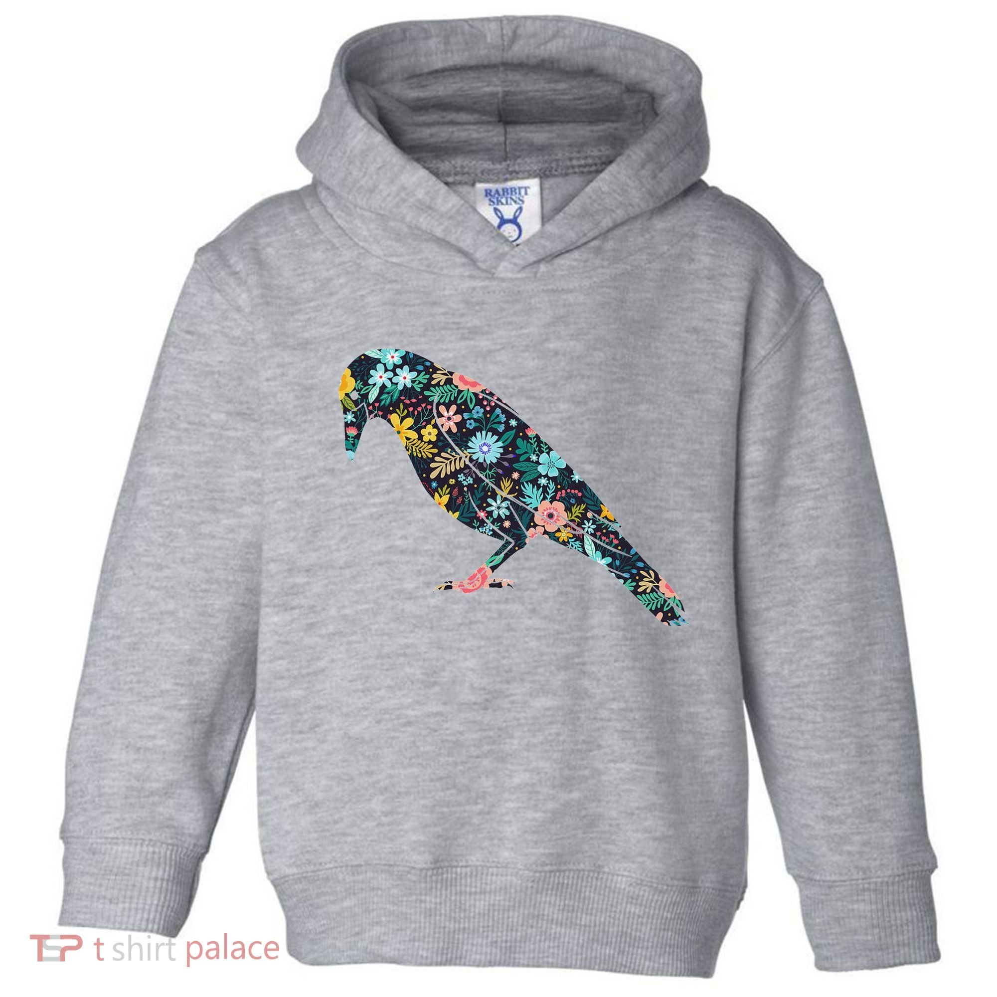 Floral Crow Silhouette Graphic Raven Toddler Hoodie