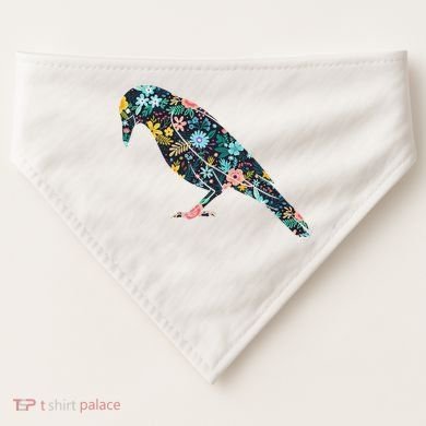 Floral Crow Silhouette Graphic Raven USA-Made Doggie Bandana