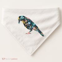 Floral Crow Silhouette Graphic Raven USA-Made Doggie Bandana thumb 0