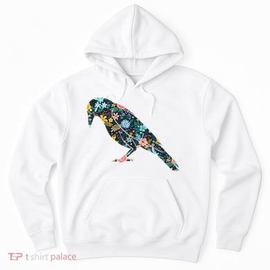 Floral Crow Silhouette Graphic Raven Hoodie
