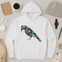 Floral Crow Silhouette Graphic Raven Hoodie thumb 3