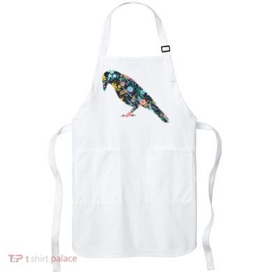 Floral Crow Silhouette Graphic Raven Apron