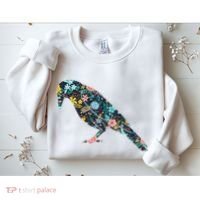 Floral Crow Silhouette Graphic Raven Sweatshirt thumb 2