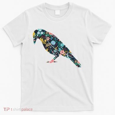 Floral Crow Silhouette Graphic Raven T-Shirt
