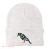 Floral Crow Silhouette Graphic Raven Beanie thumb 0