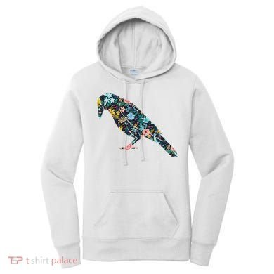 Floral Crow Silhouette Graphic Raven Women's Hoodie