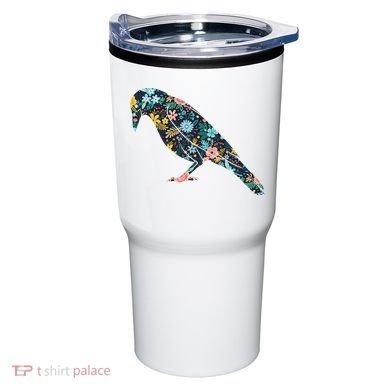 Floral Crow Silhouette Graphic Raven Tumbler