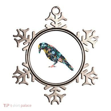 Floral Crow Silhouette Graphic Raven Ornament