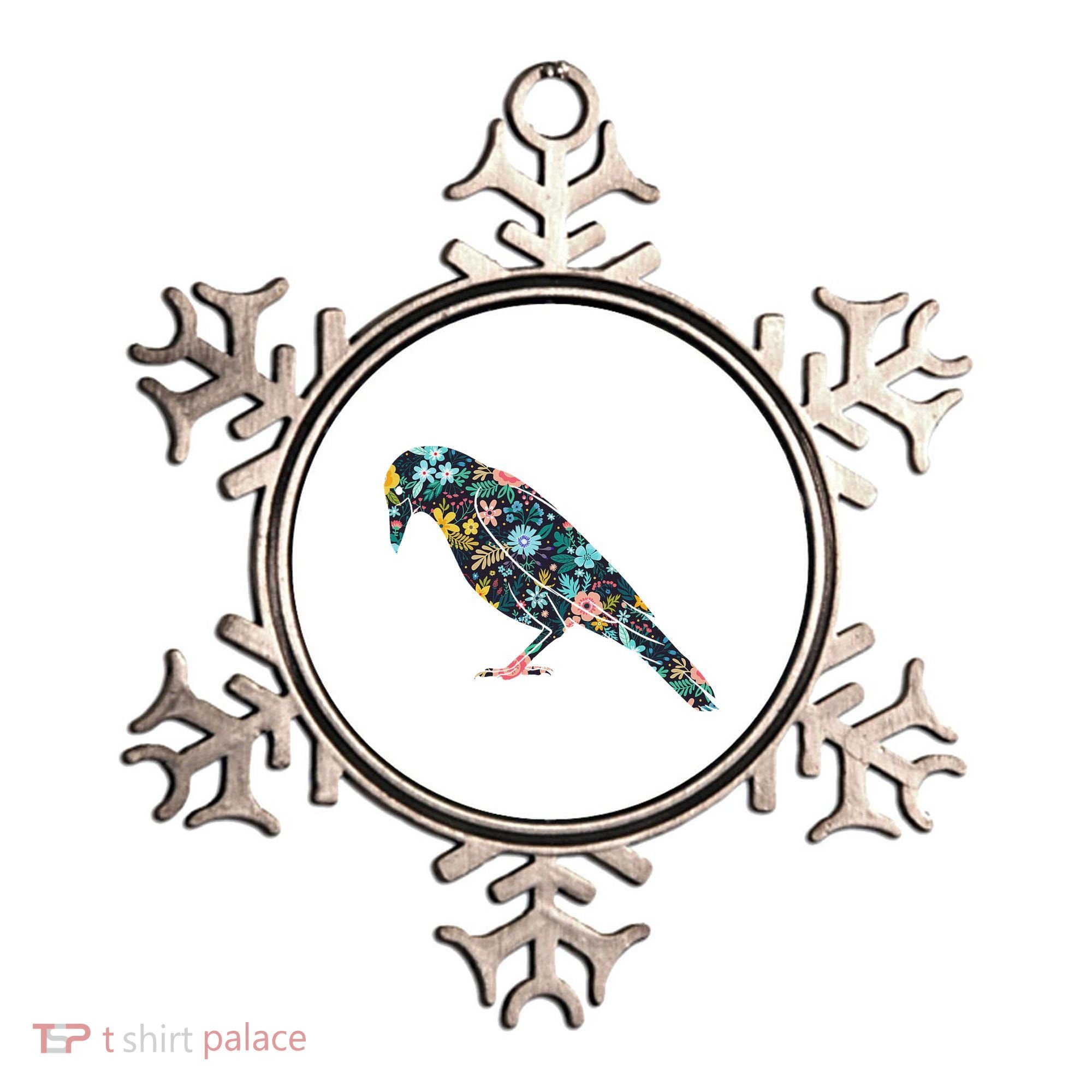 Floral Crow Silhouette Graphic Raven Ornament