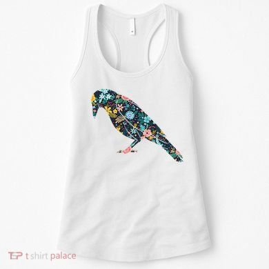 Floral Crow Silhouette Graphic Raven Women's Tank Top