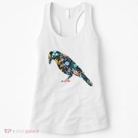 Floral Crow Silhouette Graphic Raven Women's Tank Top thumb 0