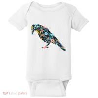 Floral Crow Silhouette Graphic Raven Baby Bodysuit thumb 0