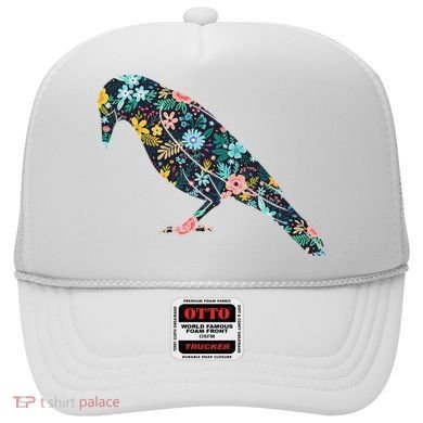 Floral Crow Silhouette Graphic Raven Hat