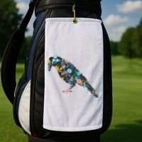 Floral Crow Silhouette Graphic Raven Golf Towel thumb 2