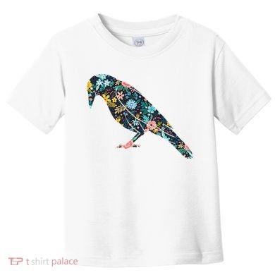 Floral Crow Silhouette Graphic Raven Toddler T-Shirt