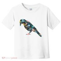 Floral Crow Silhouette Graphic Raven Toddler T-Shirt thumb 0