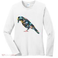 Floral Crow Silhouette Graphic Raven Women's Long Sleeve Shirt thumb 0