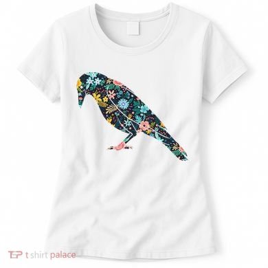 Floral Crow Silhouette Graphic Raven Women's T-Shirt