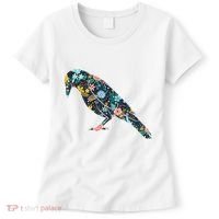 Floral Crow Silhouette Graphic Raven Women's T-Shirt thumb 0