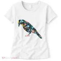 Floral Crow Silhouette Graphic Raven Women's T-Shirt thumb 0