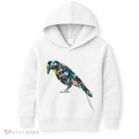 Floral Crow Silhouette Graphic Raven Kids Hoodie thumb 0