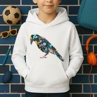 Floral Crow Silhouette Graphic Raven Kids Hoodie thumb 2