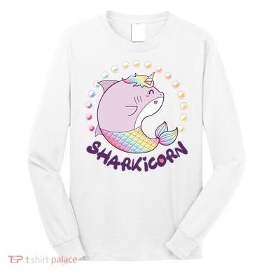 Funny Cute Sharkicorn Shark Unicorn Long Sleeve Shirt