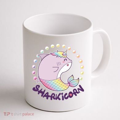 Funny Cute Sharkicorn Shark Unicorn Coffee Mug back