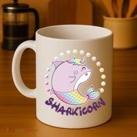Funny Cute Sharkicorn Shark Unicorn Coffee Mug thumb 4