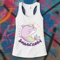 Funny Cute Sharkicorn Shark Unicorn Women's Tank Top thumb 3