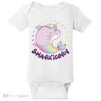 Funny Cute Sharkicorn Shark Unicorn Baby Bodysuit thumb 0