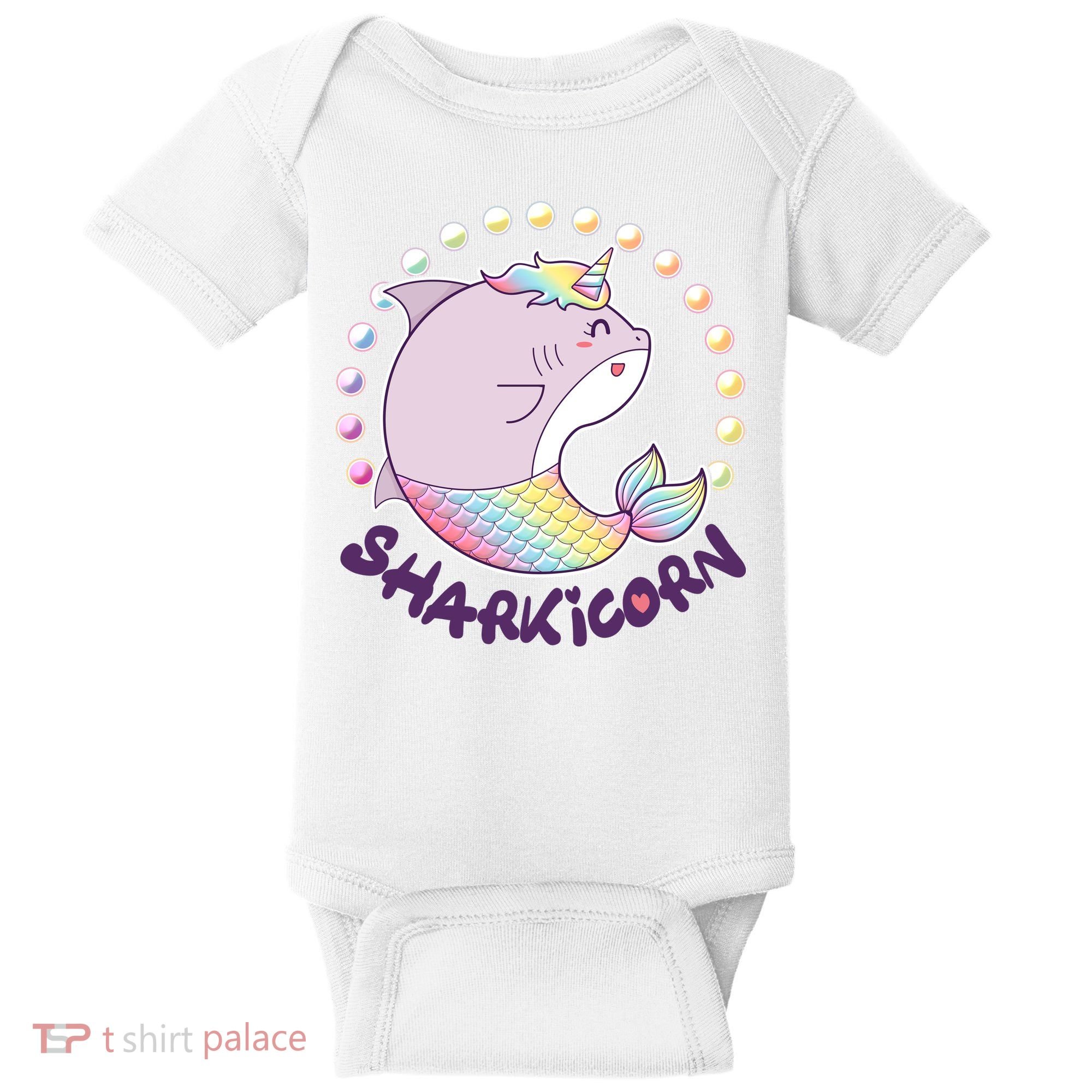 Funny Cute Sharkicorn Shark Unicorn Baby Bodysuit