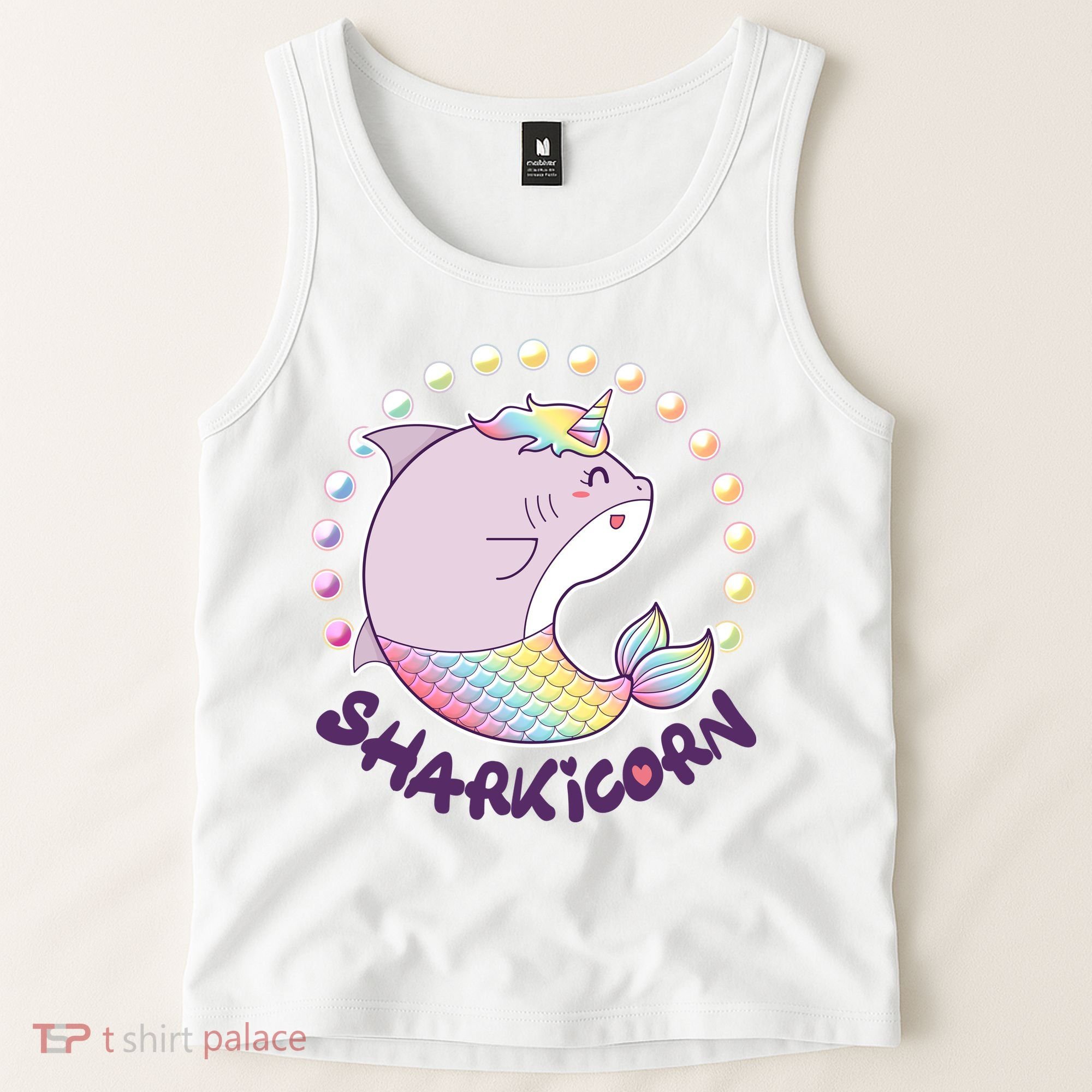 Funny Cute Sharkicorn Shark Unicorn Tank Top