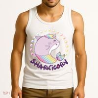 Funny Cute Sharkicorn Shark Unicorn Tank Top thumb 3