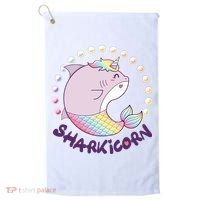 Funny Cute Sharkicorn Shark Unicorn Golf Towel thumb 0