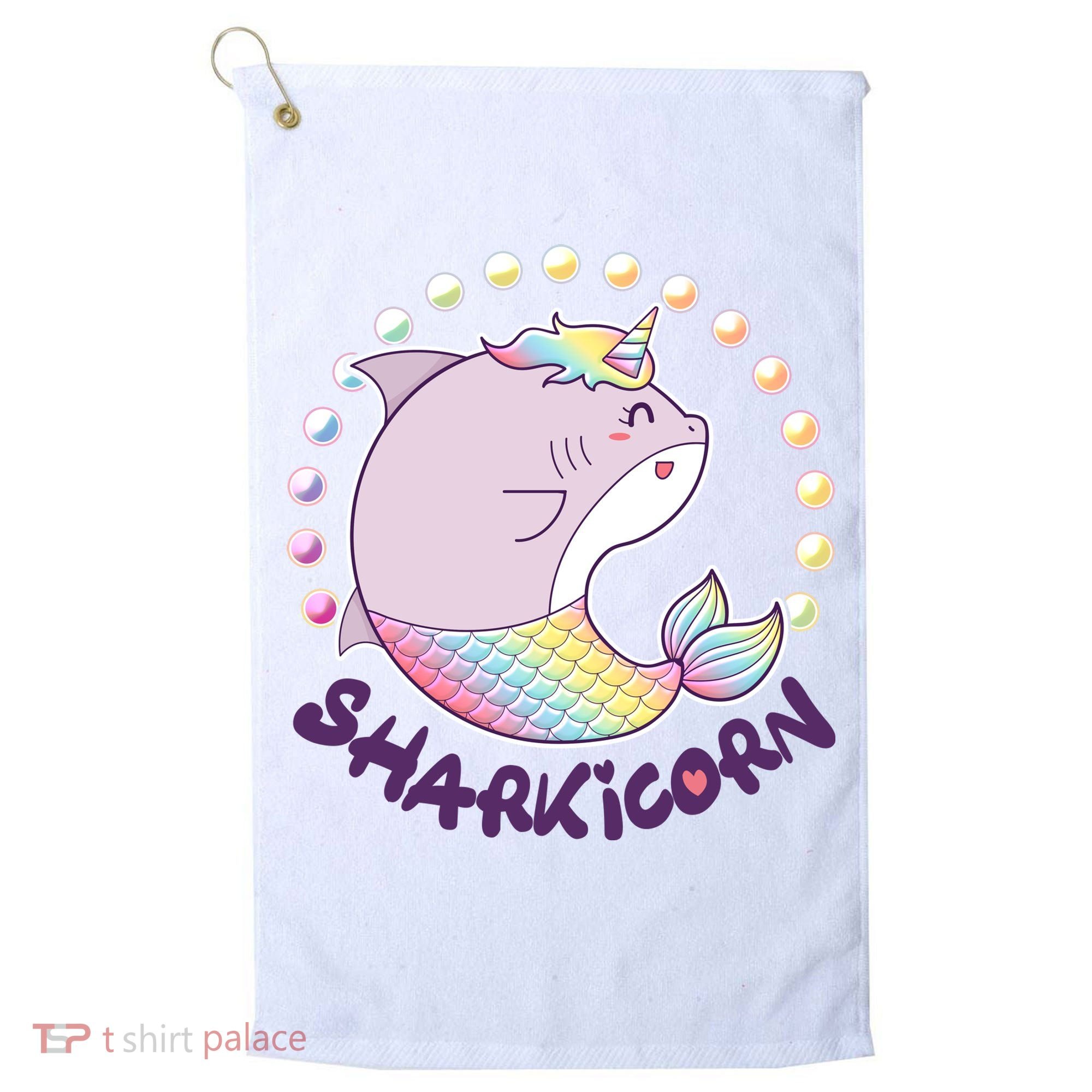 Funny Cute Sharkicorn Shark Unicorn Golf Towel