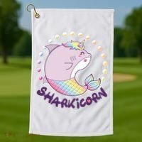 Funny Cute Sharkicorn Shark Unicorn Golf Towel thumb 1