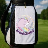 Funny Cute Sharkicorn Shark Unicorn Golf Towel thumb 2