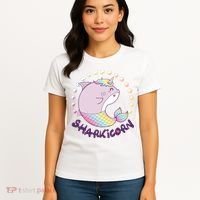 Funny Cute Sharkicorn Shark Unicorn Women's T-Shirt thumb 4