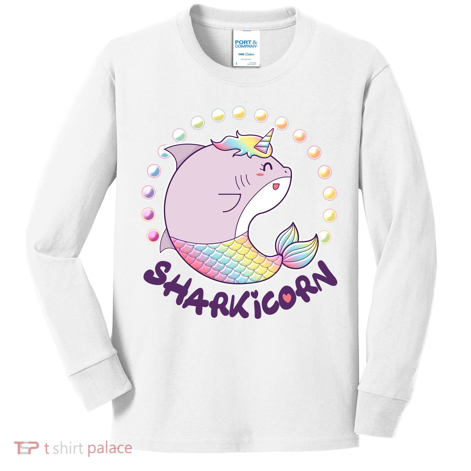 Funny Cute Sharkicorn Shark Unicorn Kids Long Sleeve Shirt