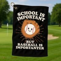 Funny Cute School Is Important But Baseball Is Importanter Golf Towel thumb 1